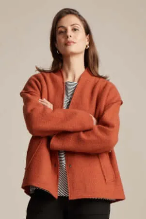 Marco Polo Boiled Wool Jacket in Rust