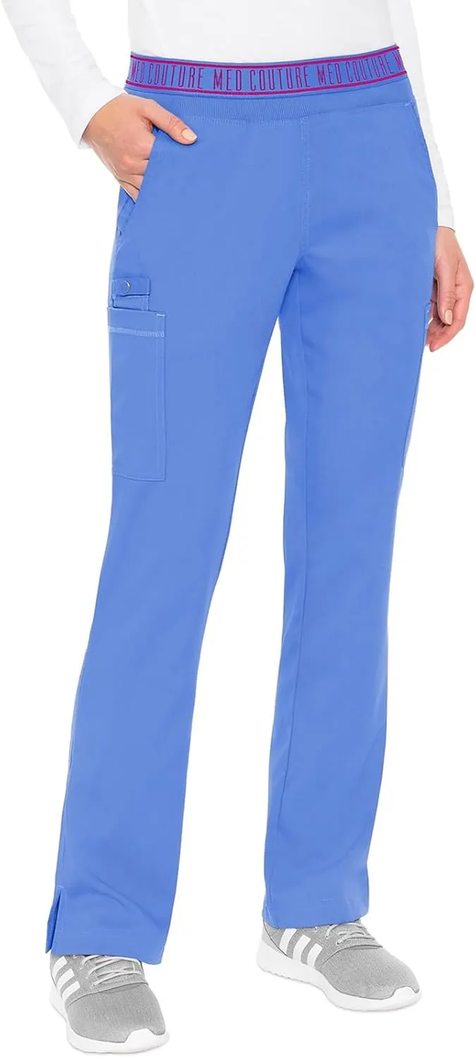 Med Couture Women's Yoga Pull-On Pant with 7 Pockets Ultra-Soft Rib-Knit Waistband and 2-Way Stretch Technology - MC7739