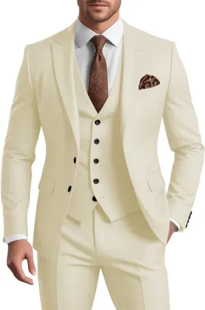 Mens 3 Piece Suit Men Suits Slim Fit Wedding Suits Man Two Button Blazer Single Breasted Vest Pants Groom Prom