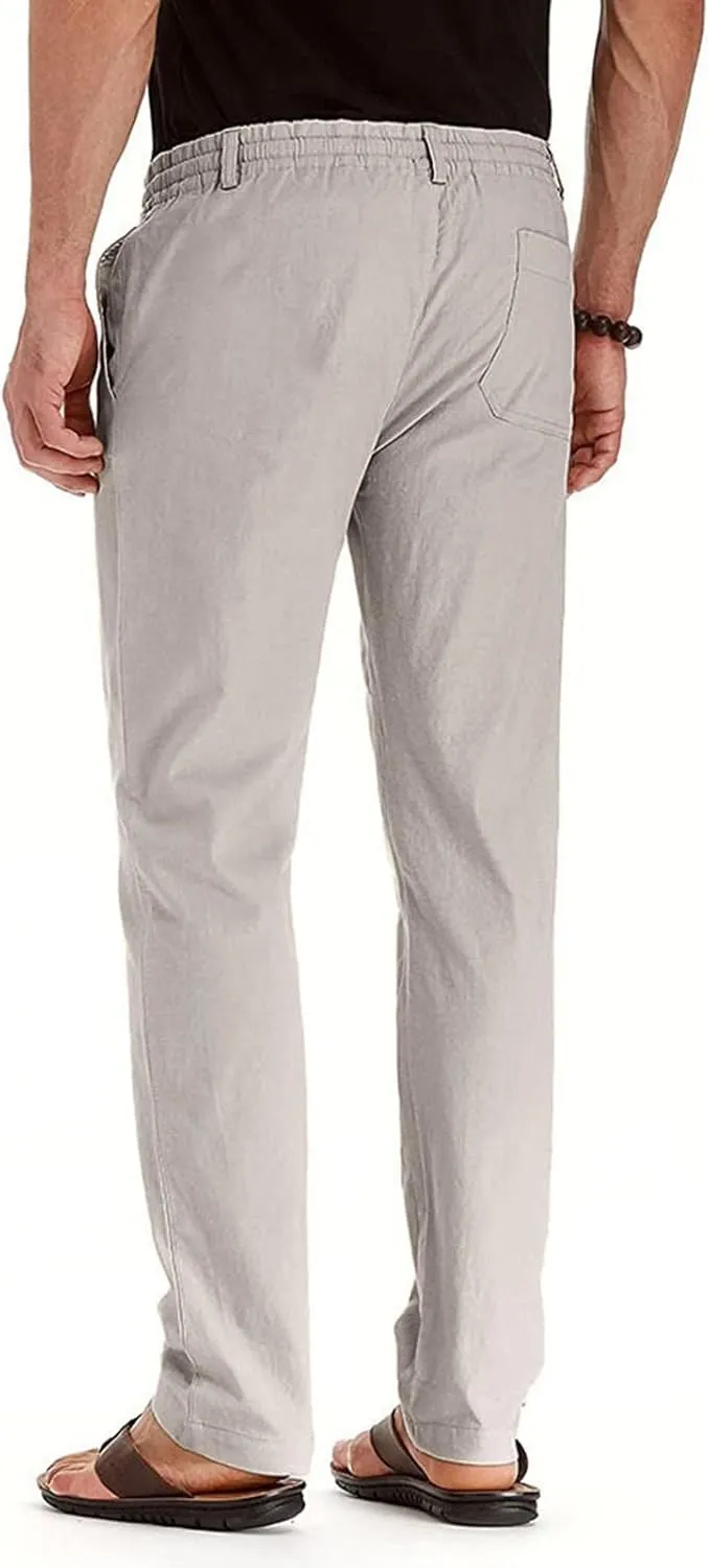 Mens Casual Pants, Elastic Waist and Zip Fly with Adjustable Internal Drawstring Custom Fit for Men Workout Pants
