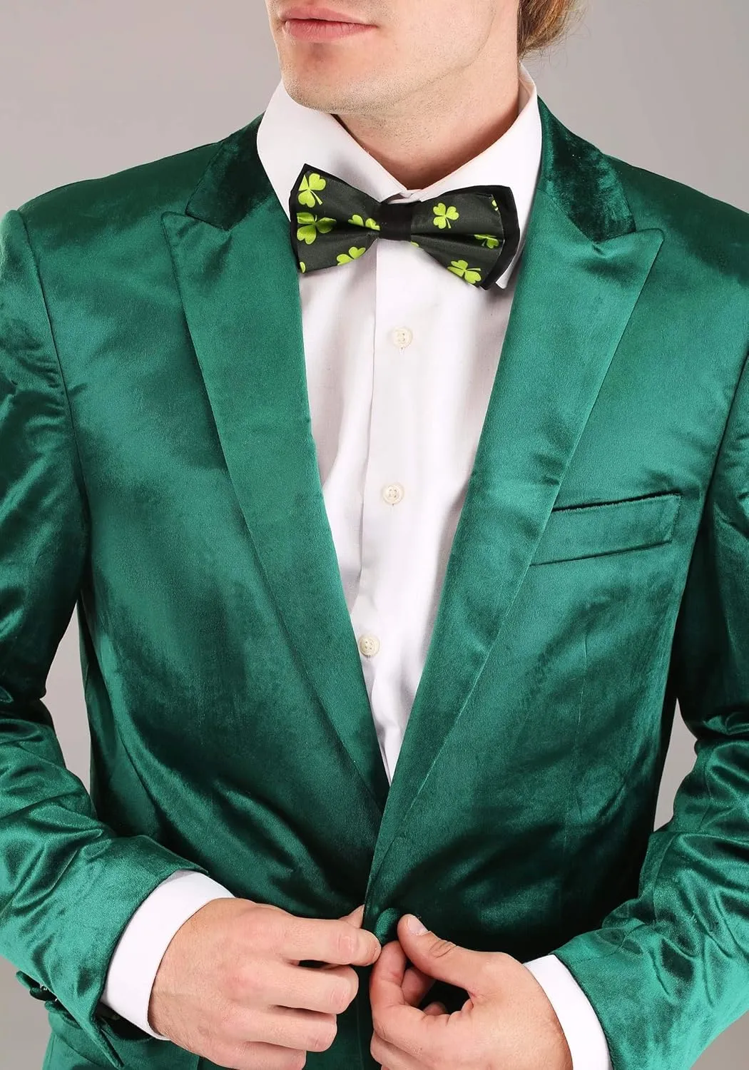 Men?s Leprechaun Suit Costume | St. Patrick?s Day Green Tuxedo Outfit with Jacket, Pants & Bow Tie