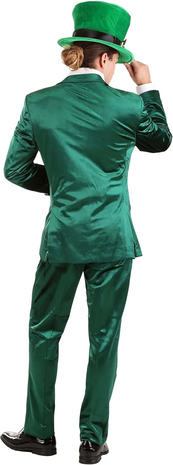 Men?s Leprechaun Suit Costume | St. Patrick?s Day Green Tuxedo Outfit with Jacket, Pants & Bow Tie