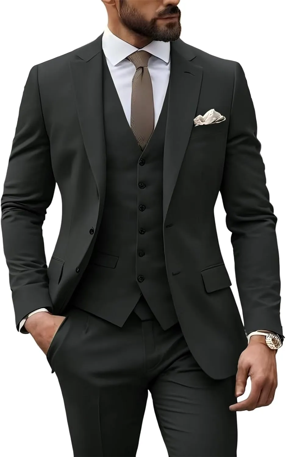 Mens Suits 3 Piece Slim Fit Outfits Two Button Prom Tuxedo Suit Set for Wedding Formal Men Suit