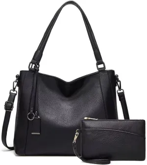 Mudono Shoulder Bag for Women Vintage PU Leather Crossbody Purse Waterproof Tote Work Bag Large Travel Top Handle Satchel