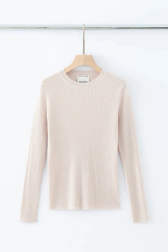 N.31 Cashmere Blend New Skinny Rib Crew Light shell
