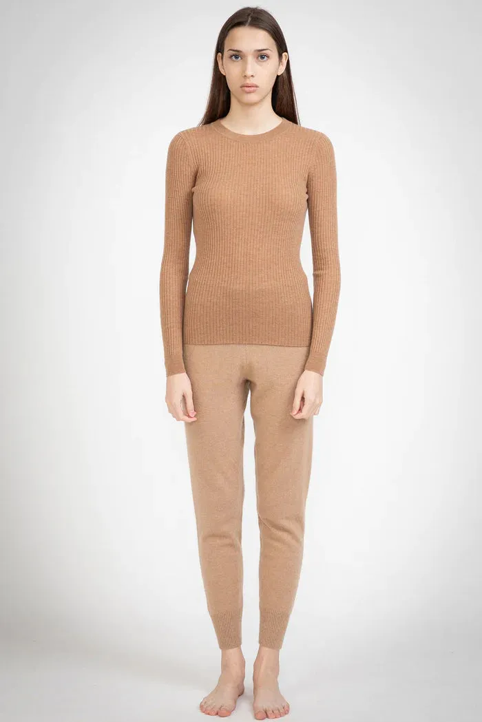 N.31 Cashmere Blend New Skinny Rib Crew Nutmeg