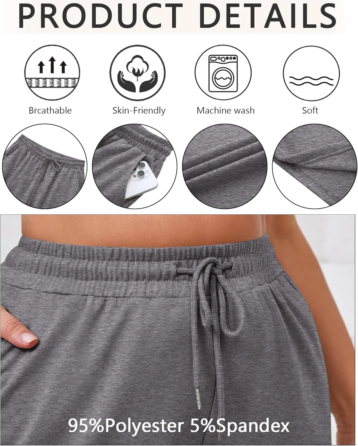 Neer 3 Pack Women's Plus Size Sweatpants Wide Leg Cargo Lounge Pants High Waist Ladies' Slacks Drawstring Jogger with Pockets