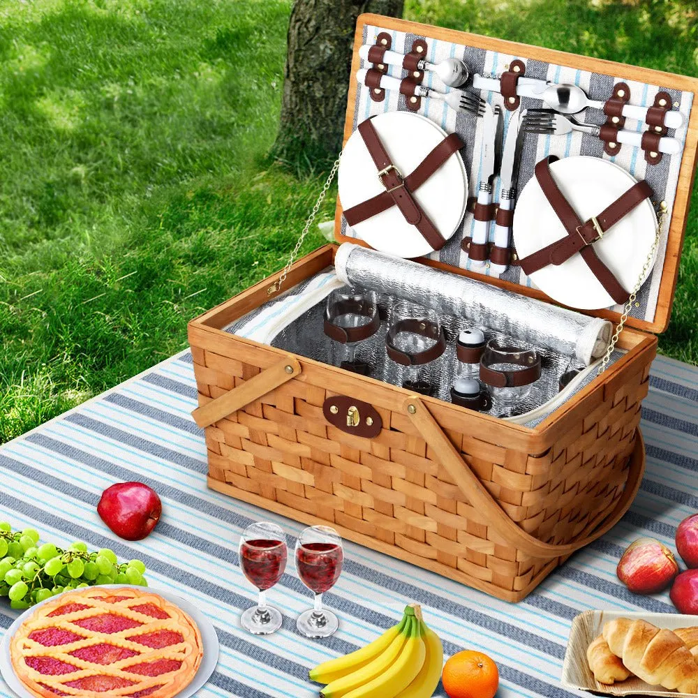 Picnic Basket With Insulated Cooler Bag - 4 Person