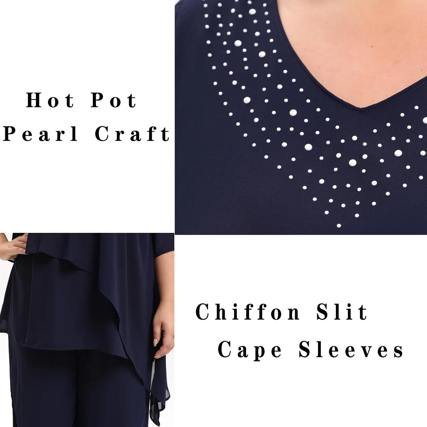 Plus Size Mother of Bride Pant Suits 2 Piece Ruffle Layers Chiffon Sets High Low Hem Wedding Guest Outfit