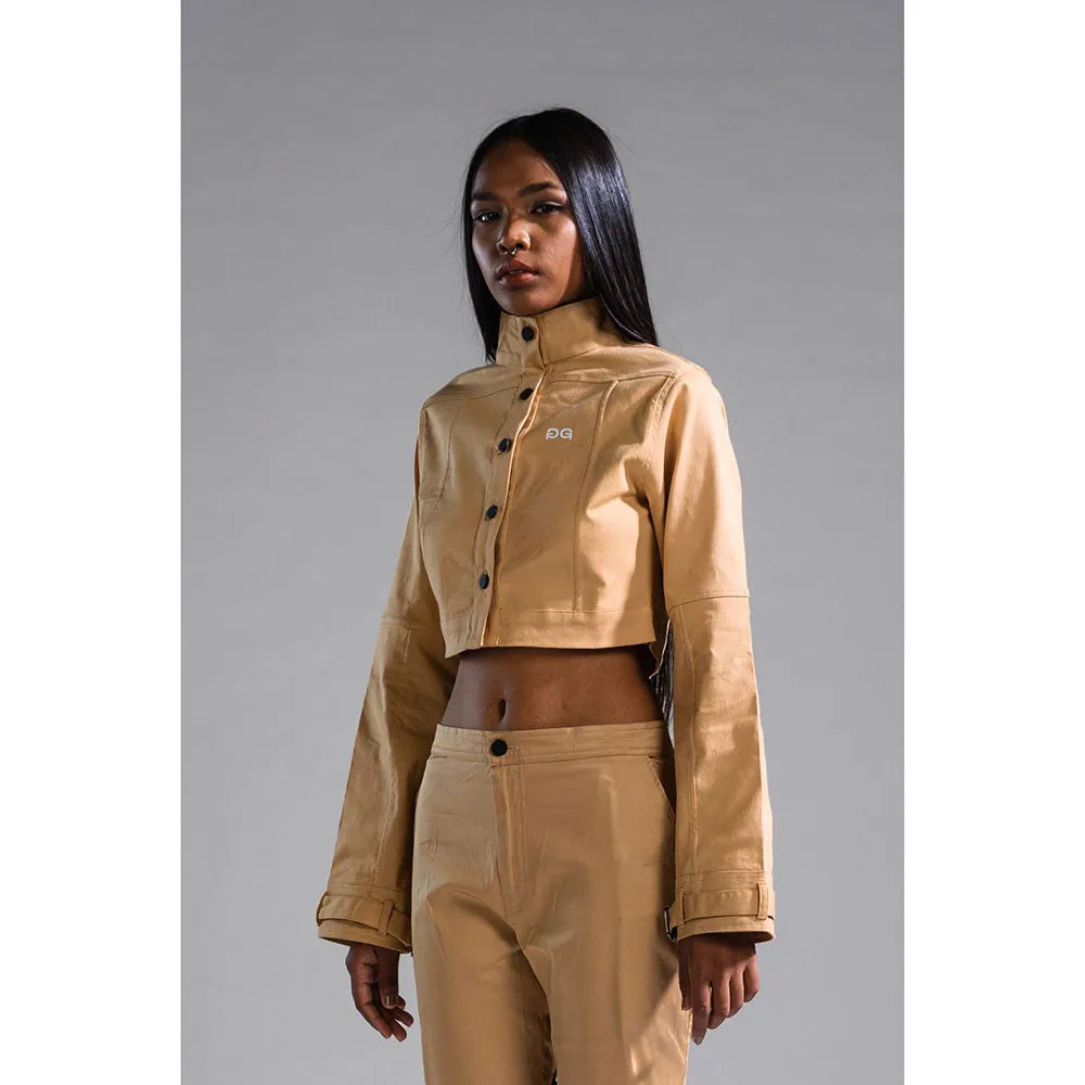 PRIMAL GRAY Beige Organic Cotton Cropped Summer Jacket