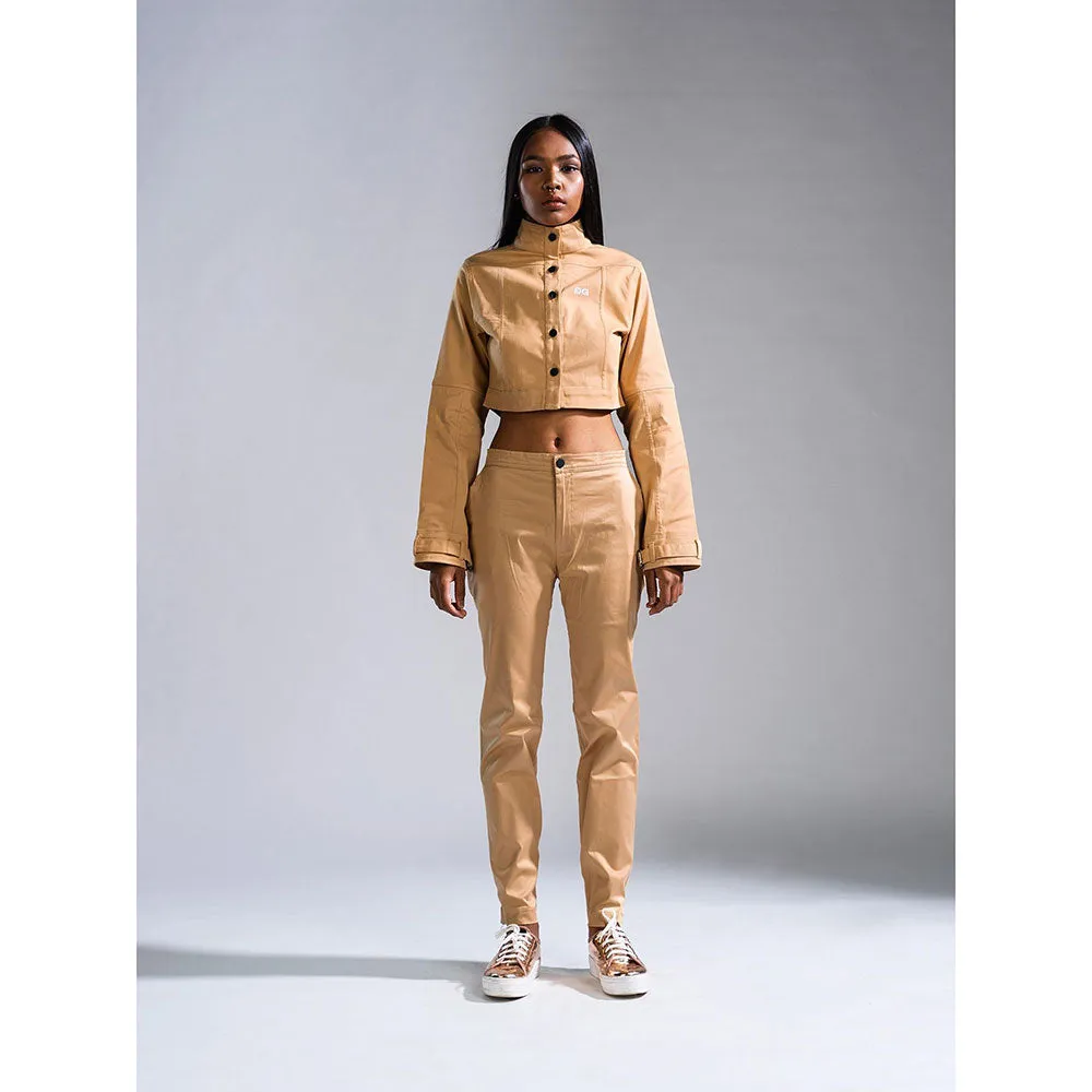 PRIMAL GRAY Beige Organic Cotton Cropped Summer Jacket