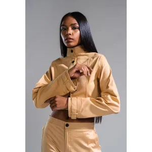 PRIMAL GRAY Beige Organic Cotton Cropped Summer Jacket