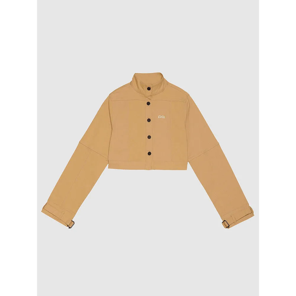 PRIMAL GRAY Beige Organic Cotton Cropped Summer Jacket