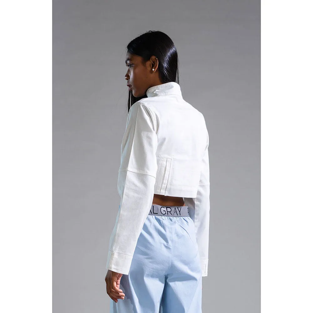 PRIMAL GRAY White Organic Cotton Cropped Summer Jacket