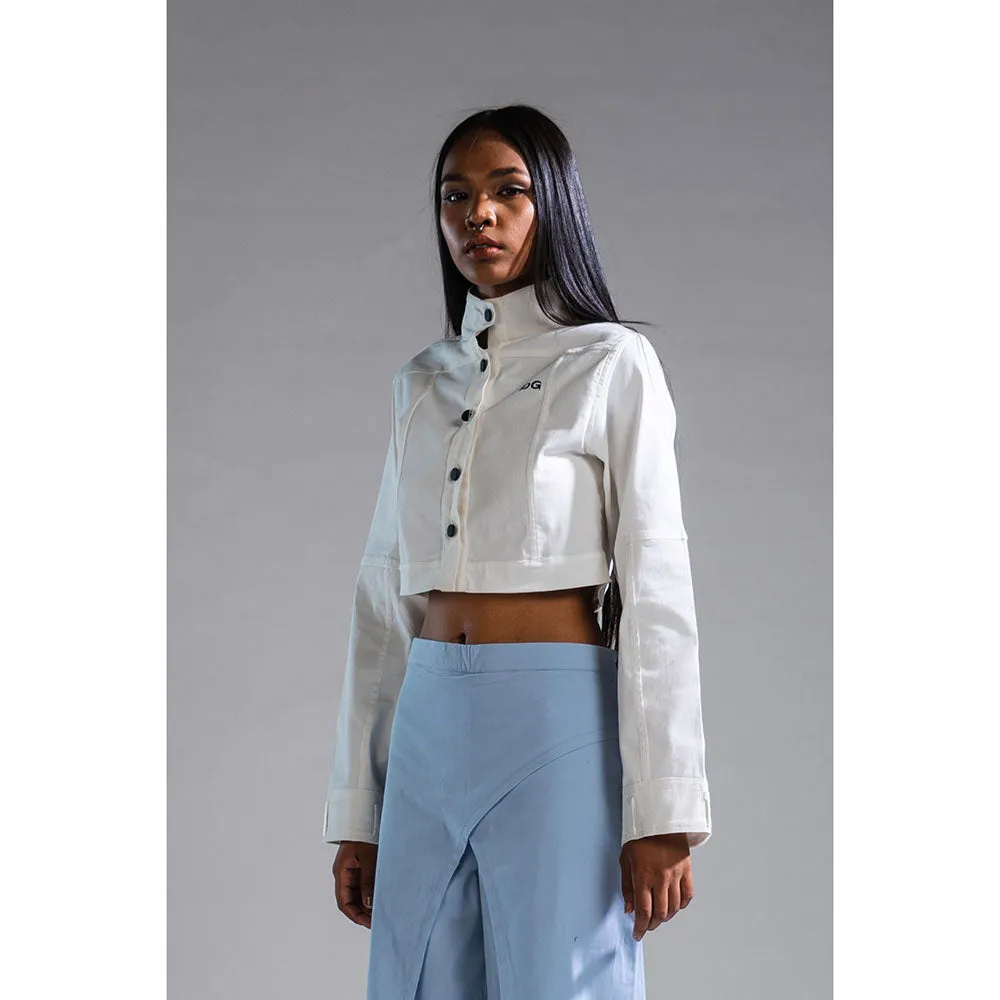 PRIMAL GRAY White Organic Cotton Cropped Summer Jacket