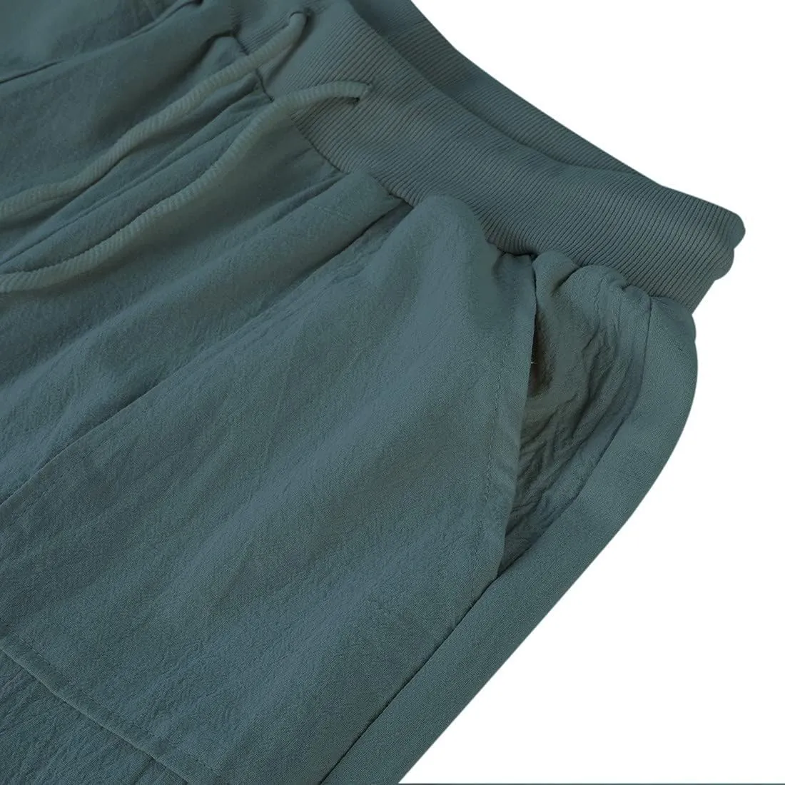Puimentiua Womens Tapered Pants Cotton Linen Drawstring Back Elastic Waist Pants Casual Trousers with Pockets