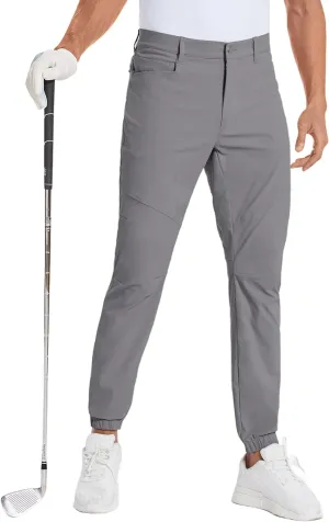 PULI Men's Stretch Golf Joggers Pants with 4 Pockets Waterproof Slim Fit Hiking Casual Travel Work Pants for Men