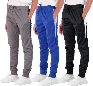 Real Essentials 3 Pack: Boy's Active Athletic Casual Jogger Sweatpants with Pockets