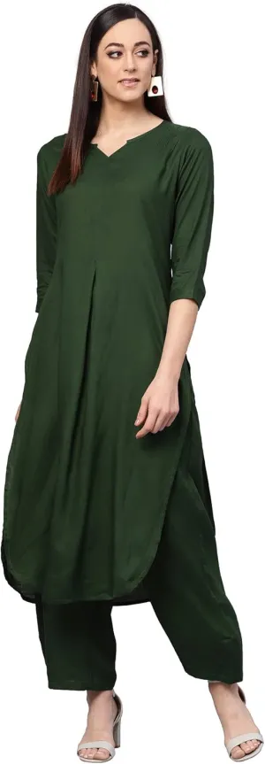 Rose Gold Straight Solid Kurta With Palazzo Pants