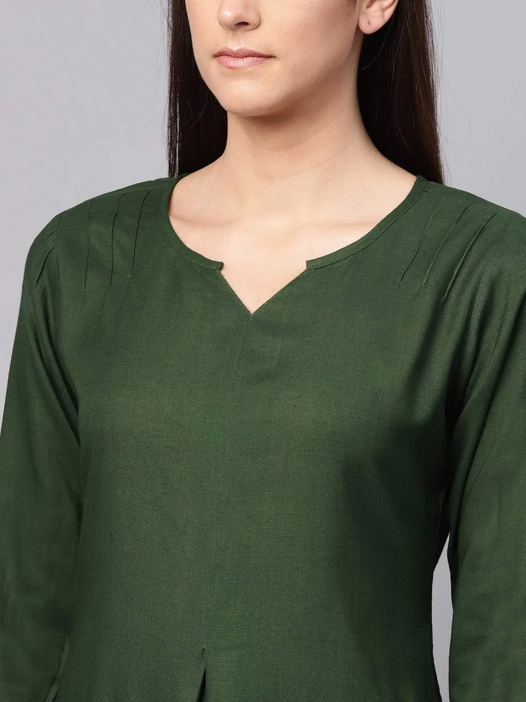 Rose Gold Straight Solid Kurta With Palazzo Pants
