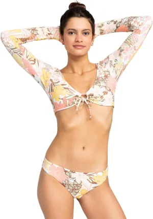 Roxy Women's Crop Top Rash Guard  UPF 50 , Quick-Dry Swim Shirt, Pool, Surf, Beach, Gym Workout