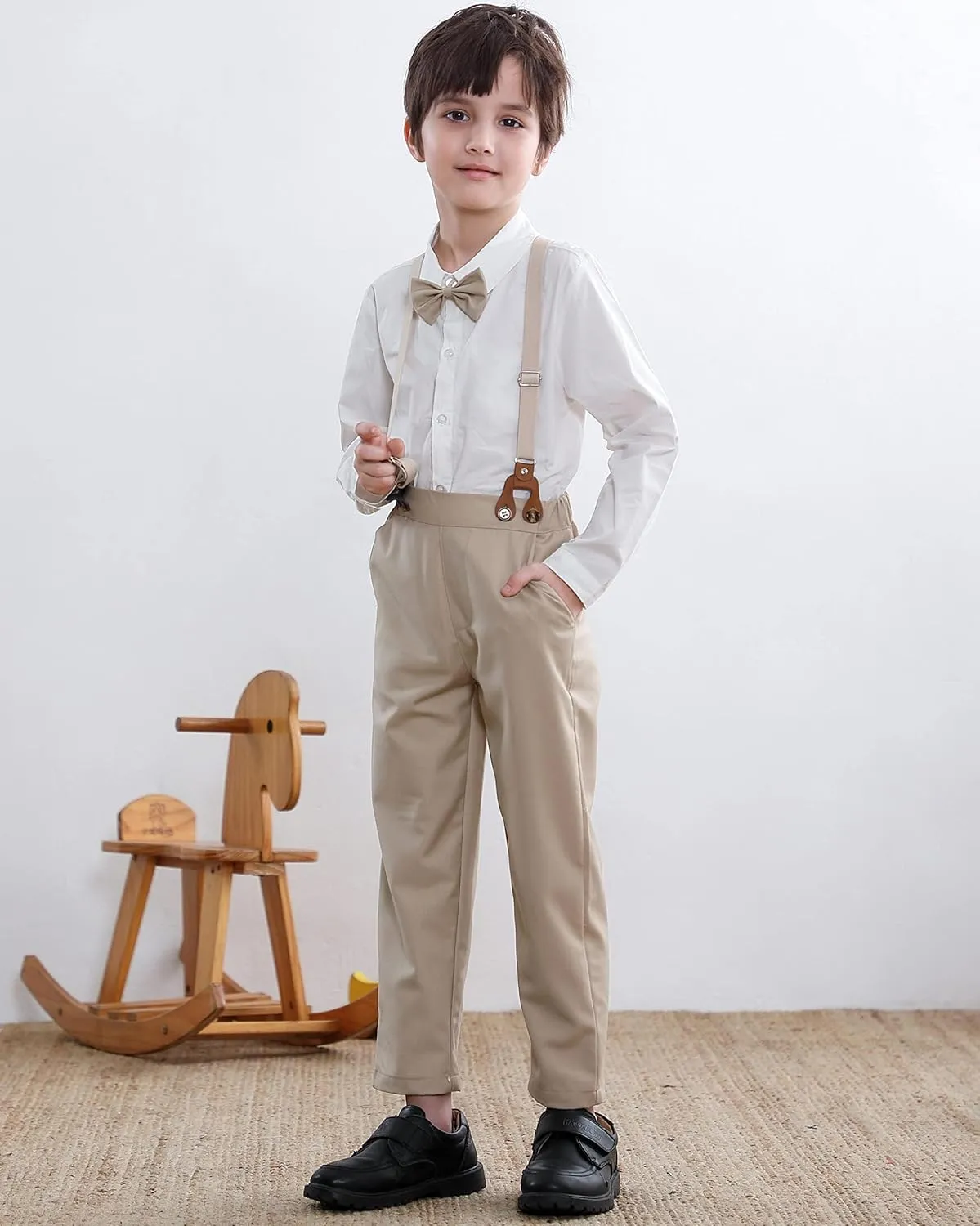 SANGTREE Boys' Long Sleeved Two-piece Set With Suspenders Suitable For All Seasons, 3 Months - 14 Years