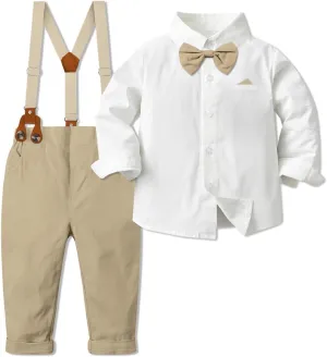 SANGTREE Boys' Long Sleeved Two-piece Set With Suspenders Suitable For All Seasons, 3 Months - 14 Years