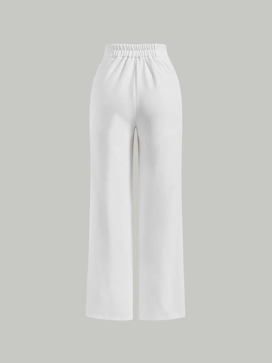 SECOLI Women's Straight Wide Leg Trousers Pants White Casual High Waist Straight Leg Pants