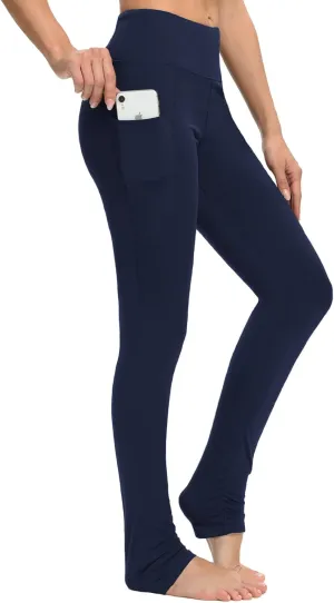 SEVEGO Women's Extra Long Yoga Leggings with Pockets Over The Heel Stacked Legging Barre Dance Athletic Pants