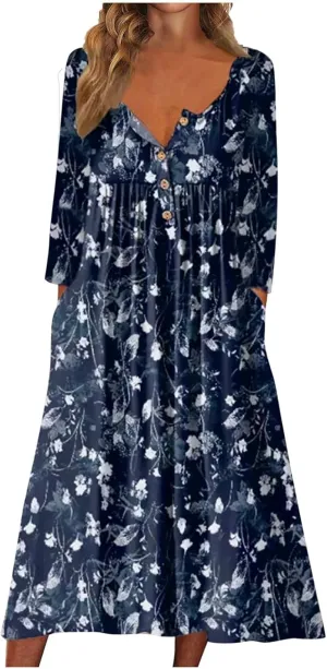 SGASY Plus Size Casual Loose Dresses for Curvy Women 2024 Summer Short Sleeve Shift Flowy Midi Dress with Pockets