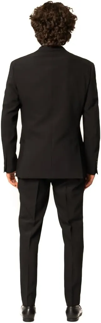 Slim Fit Men Suit Stretchy Spandex Peak Lapel 2 Button Flat Front Pants 9936