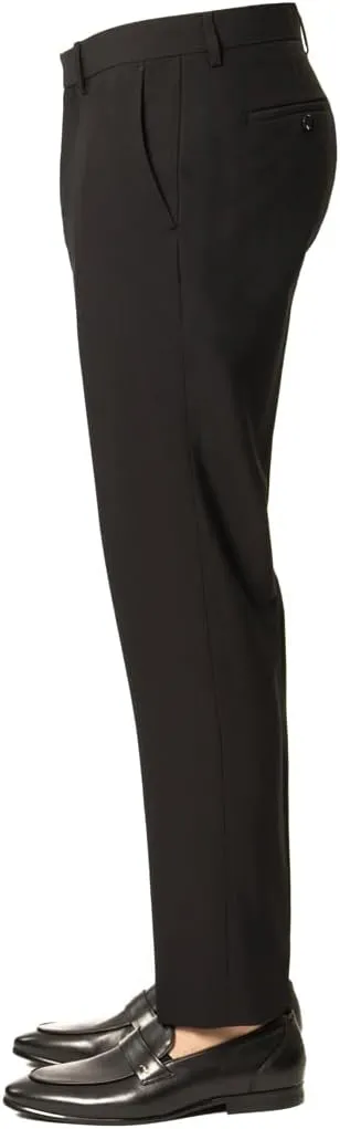 Slim Fit Men Suit Stretchy Spandex Peak Lapel 2 Button Flat Front Pants 9936