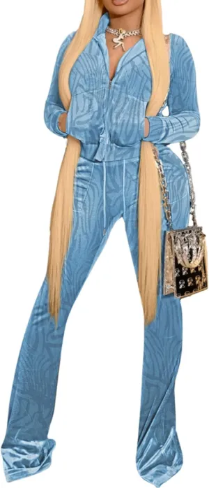 SMSN Women Sweatsuits Set Velvet 2 Piece Tracksuit Outfits Velour Jogging Long Sleeve Sweat Hoodie and Sweatpants Set