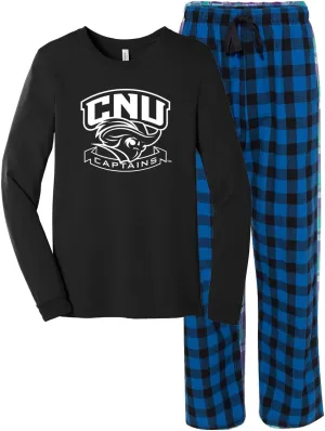 Sorority Letters Shop Christopher Newport University Pajama Set with CNU Captains PJ Top and Matching Flannels