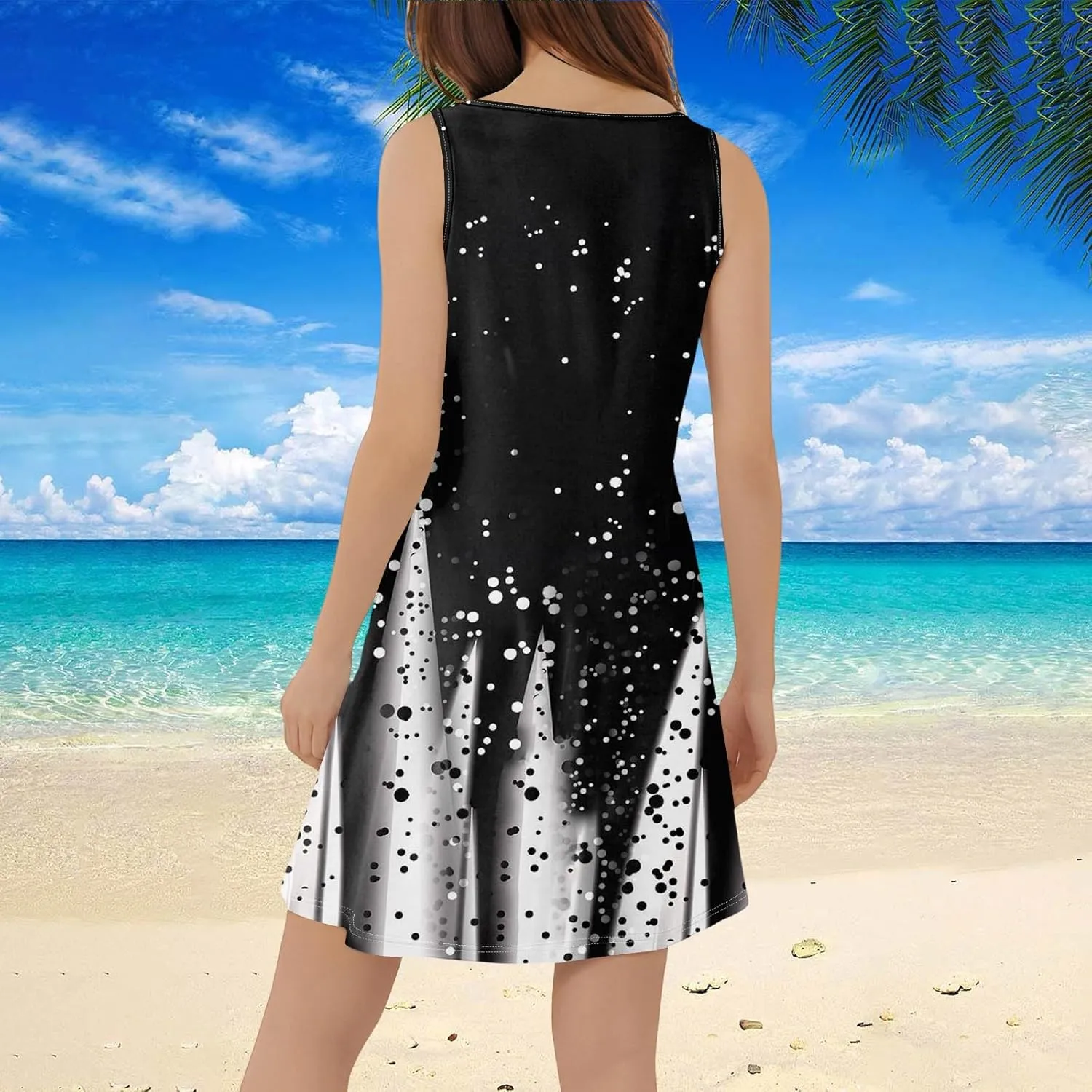 Summer Dresses for Women 2025 Mini Dresses Sleeveless V Neck Floral Swing Going Out Beach Vacation Sundress Casual Outfits