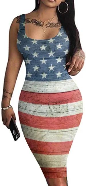 Summer Dresses for Women Gradient Tank Dress Sexy Bodycon Dress Sleeveless Basic Midi Club Dress
