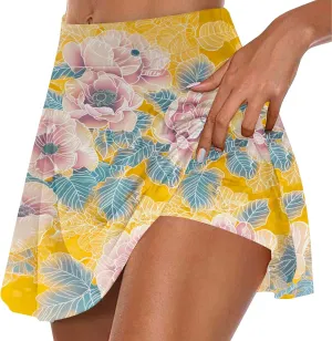 Summer Skorts for Women 2024 Trendy Floral Print High Waisted Flowy Skorts Casual Comfy Sport Skirts with Shorts