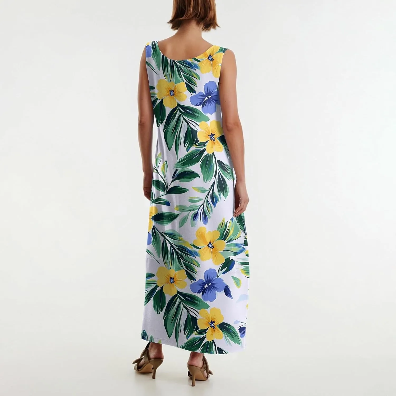 Sundresses for Women,2025 Summer Casual Scoop Neck Sleeveless Tank Maxi Dress,Trendy Floral Beach Vacation Dress