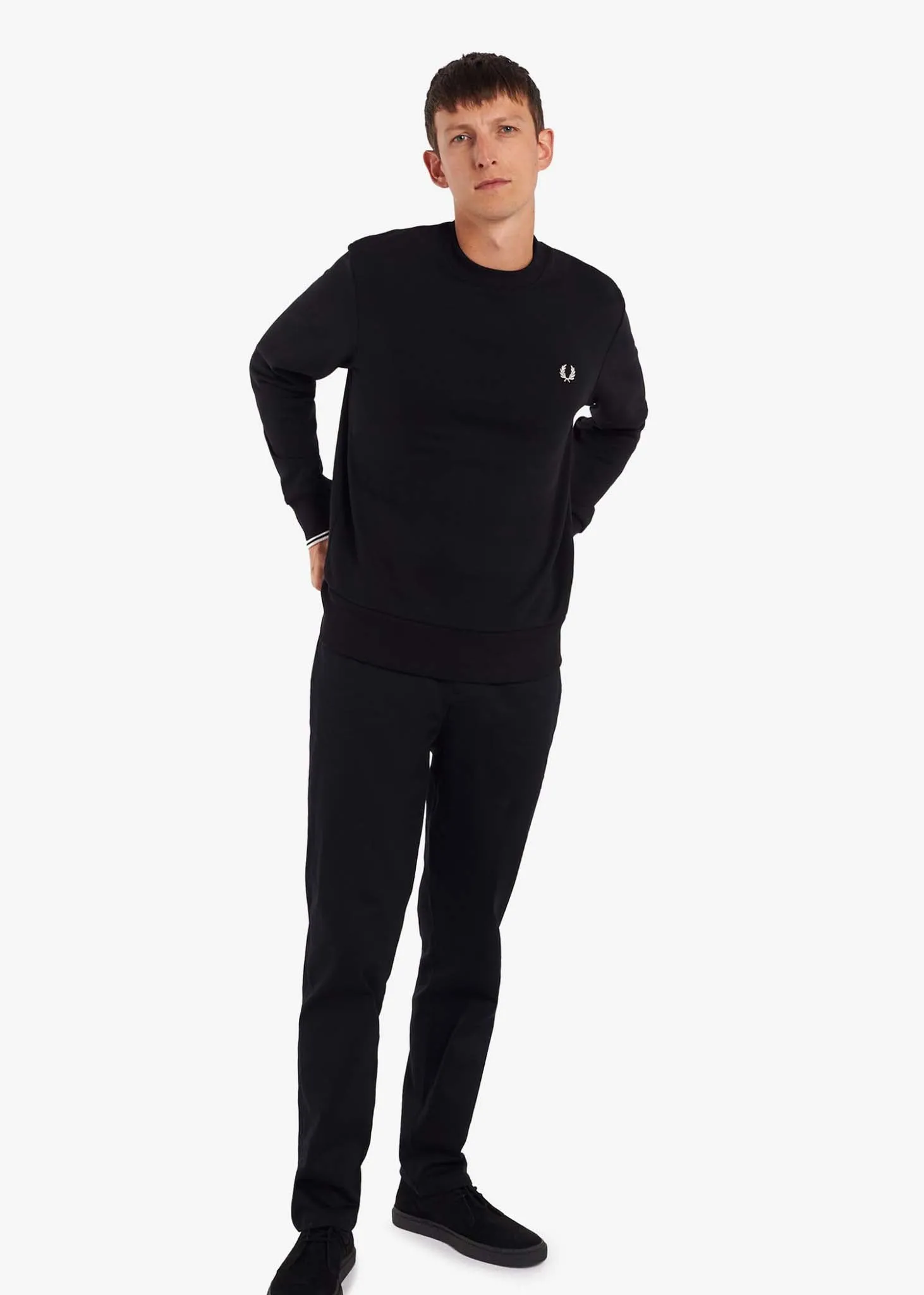 Sweatshirt mit Rundhalsausschnitt - schwarz