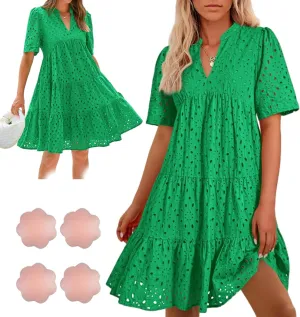 The Beauty North Eyelet Dress, Casual Eyelets Lace Dress for Women, Spring Eyelet Dresses for Women 2025