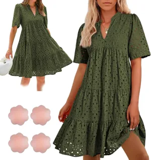 The Beauty North Eyelet Dress, Casual Eyelets Lace Dress for Women, Spring Eyelet Dresses for Women 2025