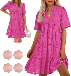 The Beauty North Eyelet Dress, Casual Eyelets Lace Dress for Women, Spring Eyelet Dresses for Women 2025