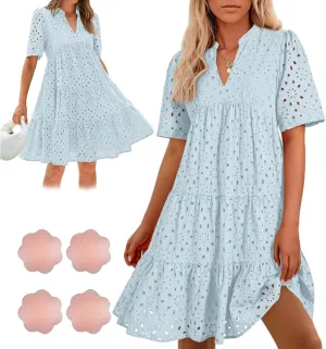 The Beauty North Eyelet Dress, Casual Eyelets Lace Dress for Women, Spring Eyelet Dresses for Women 2025