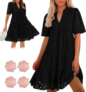 The Beauty North Eyelet Dress, Casual Eyelets Lace Dress for Women, Spring Eyelet Dresses for Women 2025