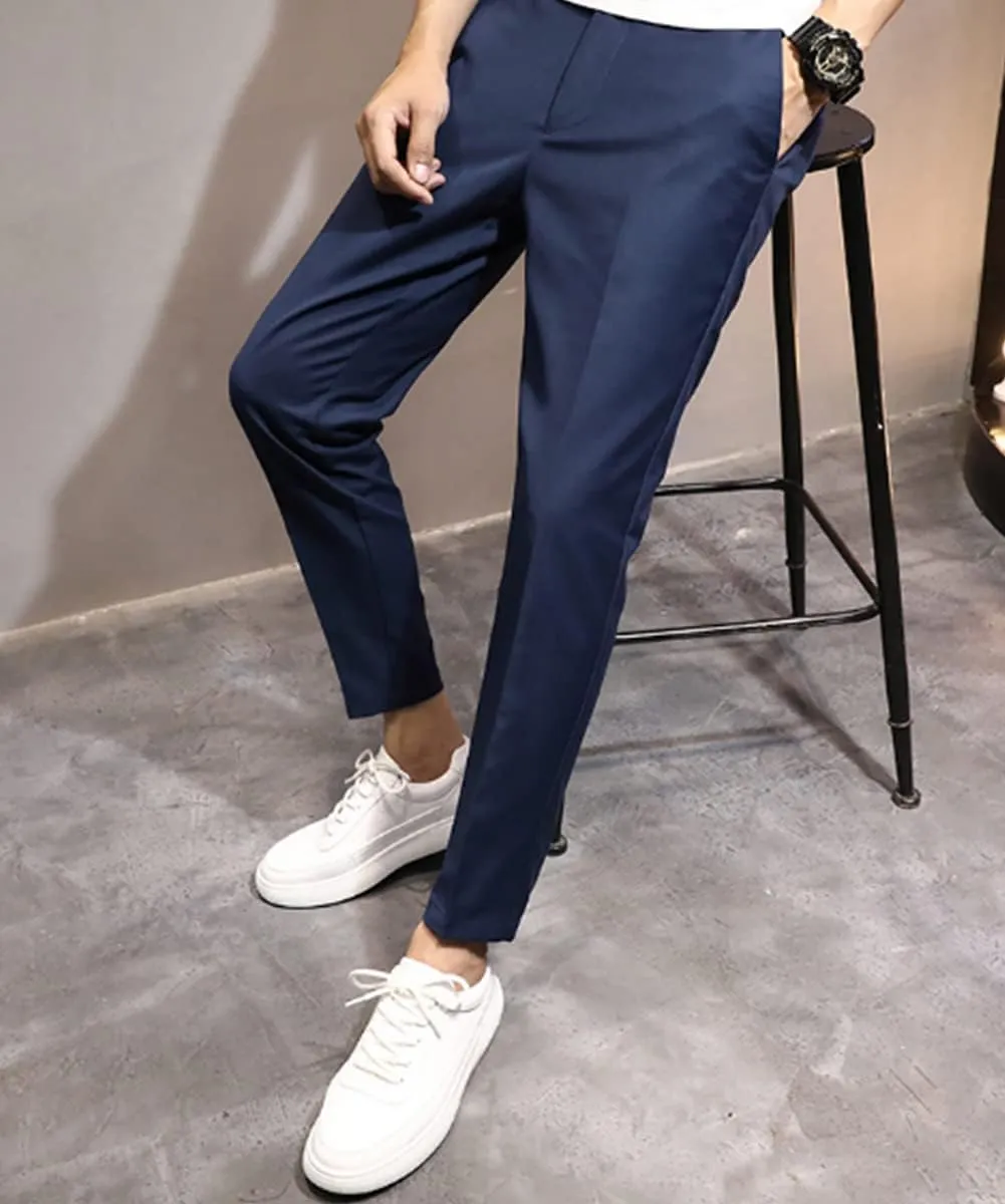 utcoco Men's Cropped Suit Pants Slim-Fit Ankle Length Dress Pants