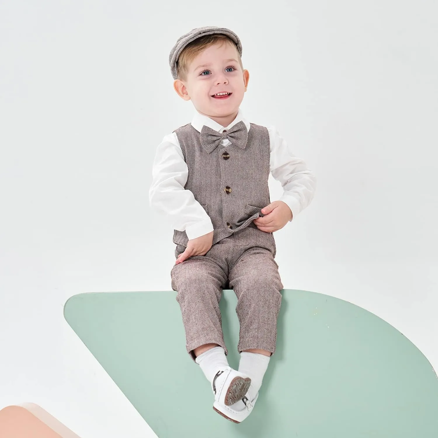 Volunboy Baby Boy Suit Toddler Formal Outfit Kids 3 Piece Vest Gentleman Clothes Long Sleeve Shirt and Pants Set