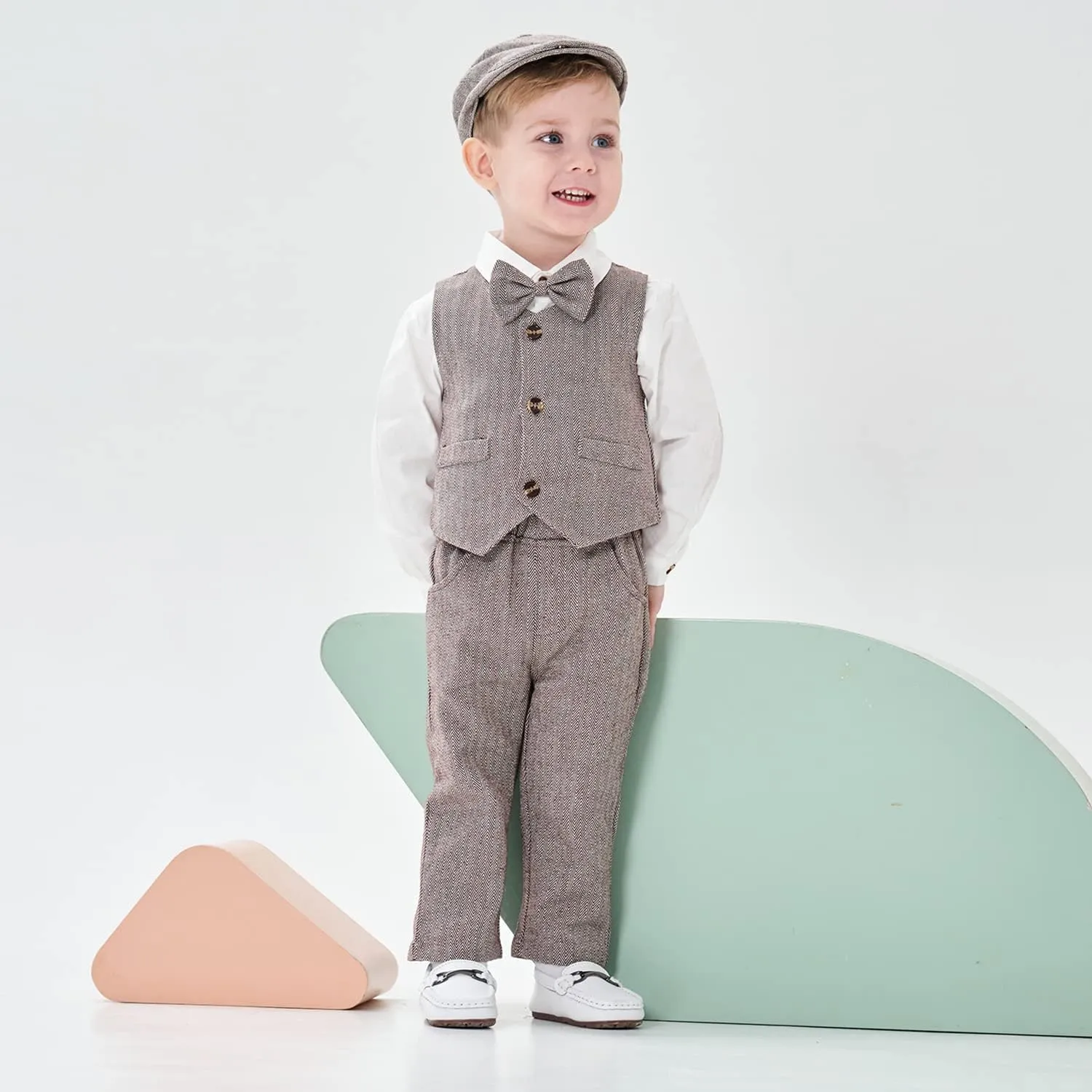 Volunboy Baby Boy Suit Toddler Formal Outfit Kids 3 Piece Vest Gentleman Clothes Long Sleeve Shirt and Pants Set