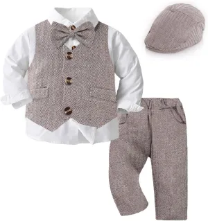 Volunboy Baby Boy Suit Toddler Formal Outfit Kids 3 Piece Vest Gentleman Clothes Long Sleeve Shirt and Pants Set
