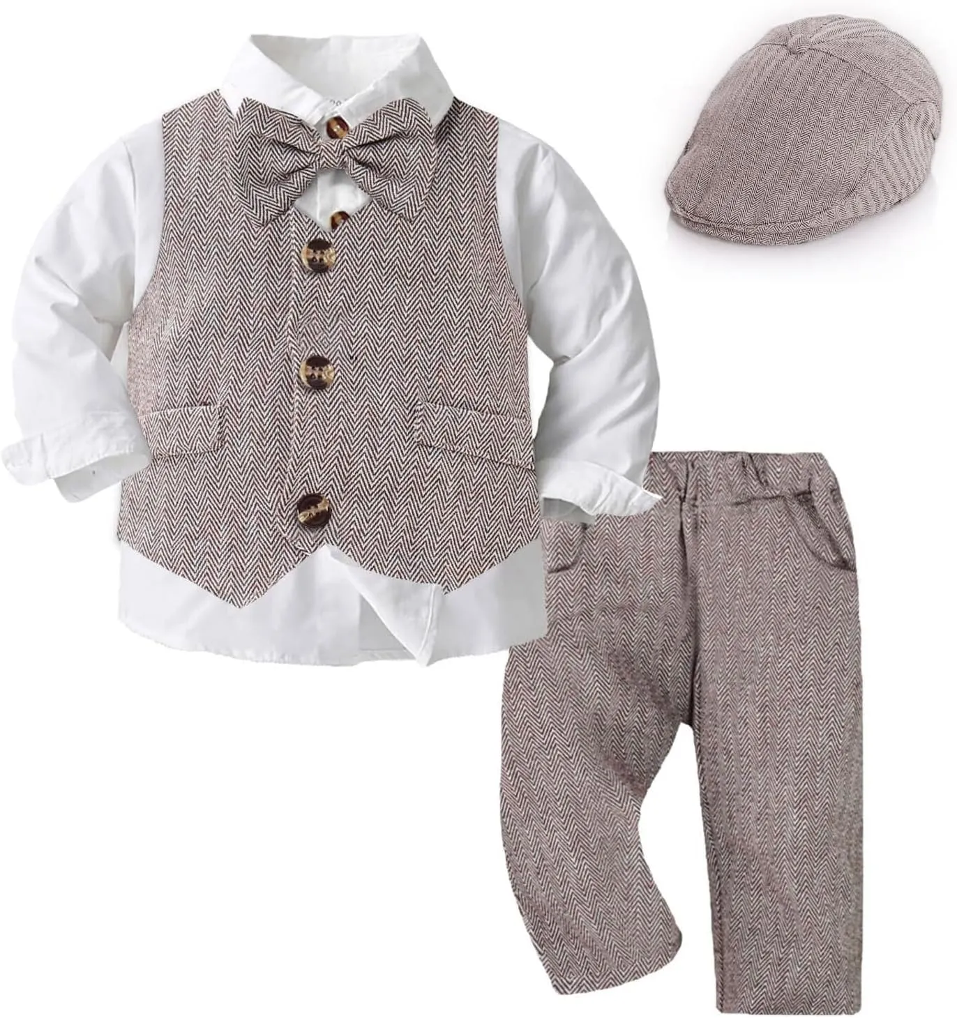 Volunboy Baby Boy Suit Toddler Formal Outfit Kids 3 Piece Vest Gentleman Clothes Long Sleeve Shirt and Pants Set