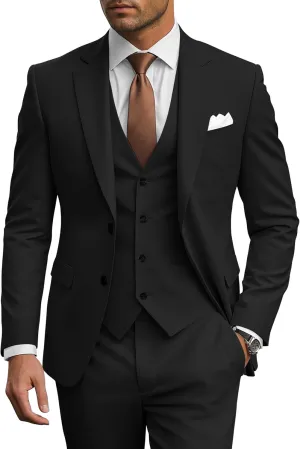 Wangyue Men's Suits 3 Piece Slim Fit Wedding Suits for Men Two Button Jacket Vest Pants Set Prom Dinner